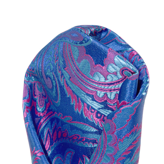 Royal/Sky/Pink Luxury Paisley Weave Pocket Square