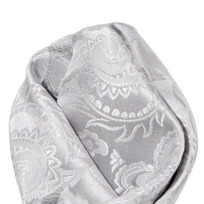 Silver Luxury Paisley Weave Pocket Square