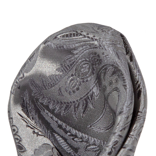 Grey/Charcoal Luxury Paisley Weave Pocket Square
