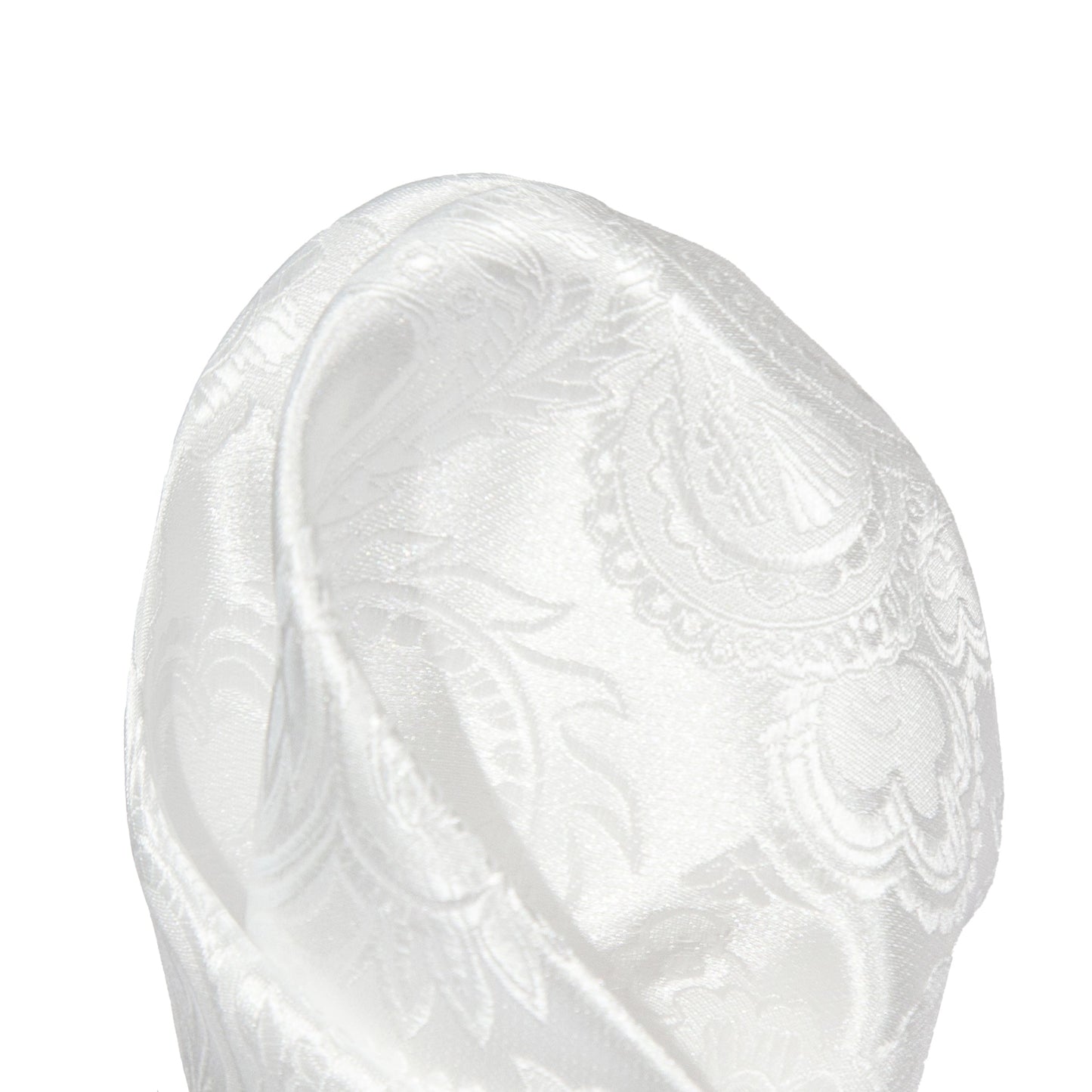 White Luxury Paisley Weave Pocket Square