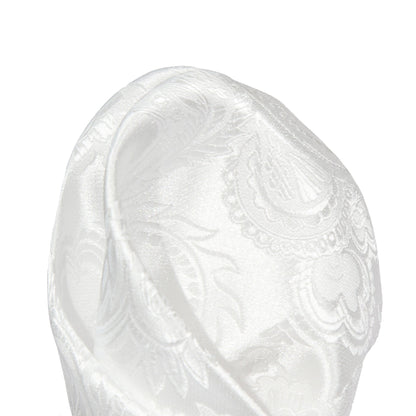 White Luxury Paisley Weave Pocket Square