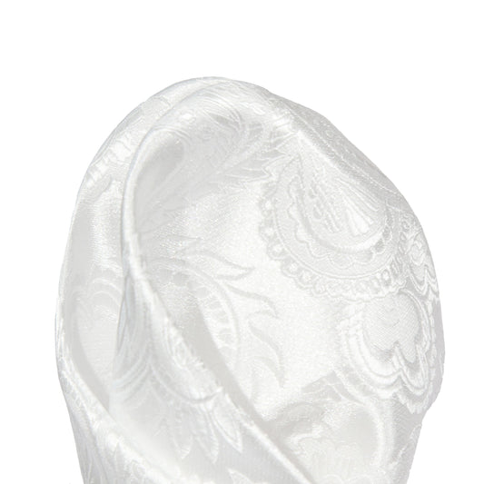 White Luxury Paisley Weave Pocket Square
