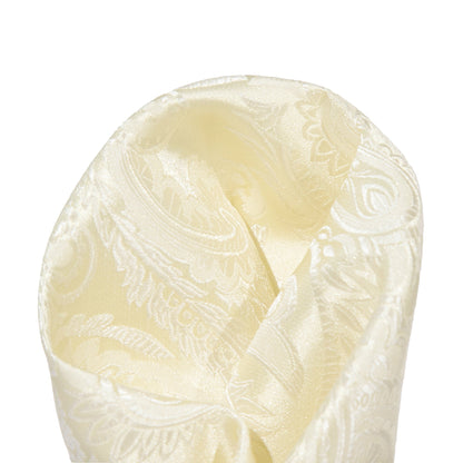Ivory Luxury Paisley Weave Pocket Square