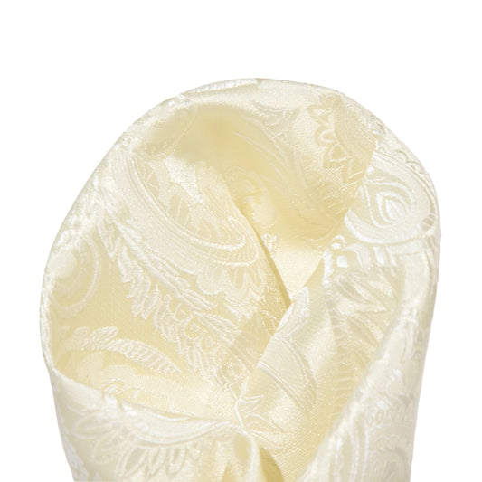 Ivory Luxury Paisley Weave Pocket Square