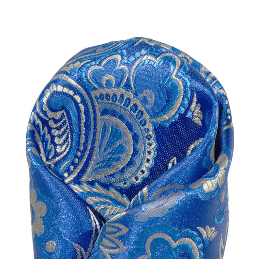 Royal/Blue/Silver Luxury Paisley Weave Pocket Square