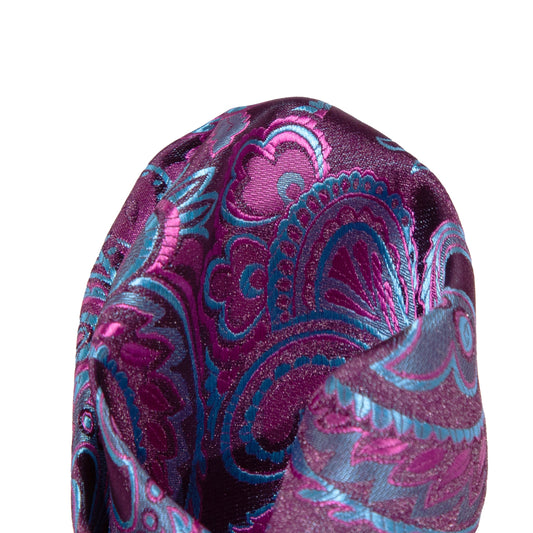 Magenta/Turquoise Luxury Paisley Weave Pocket Square