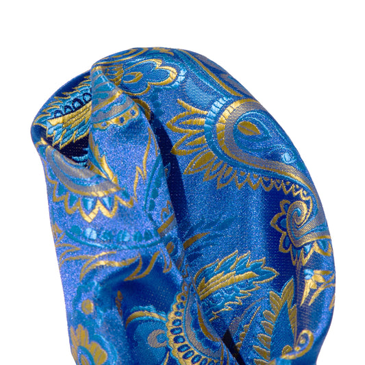 Royal/Blue/Gold Luxury Paisley Weave Pocket Square