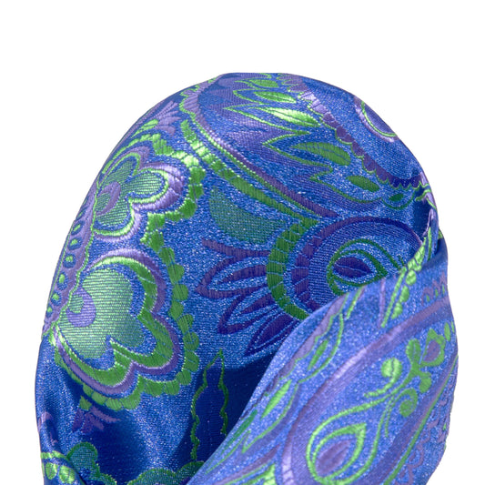 Royal/Purple/Lime Luxury Paisley Weave Pocket Square