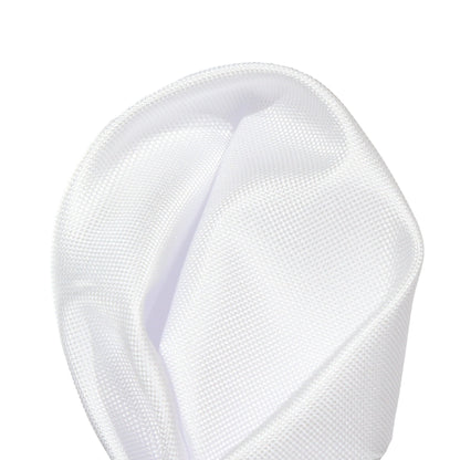 White Luxury Textured Weave Pocket Square