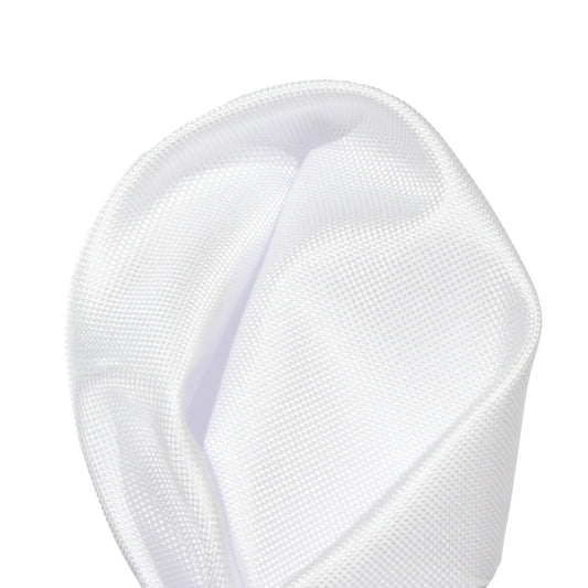 White Luxury Textured Weave Pocket Square