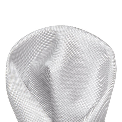 Silver Luxury Textured Weave Pocket Square