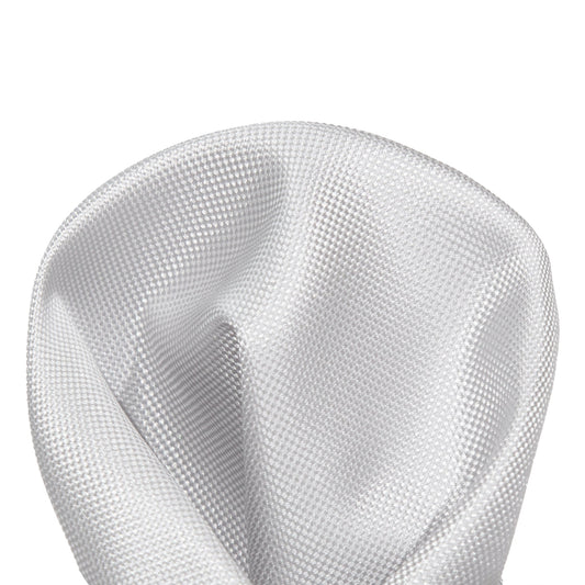 Silver Luxury Textured Weave Pocket Square