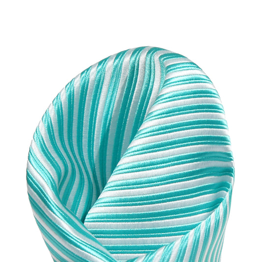 Aqua/White Luxury Mini Striped Weave Pocket Square