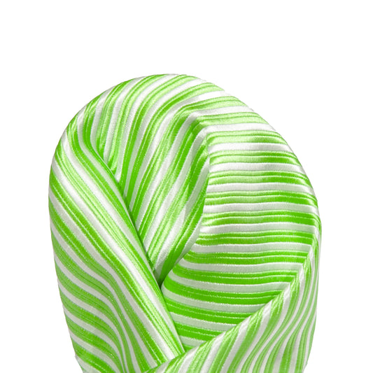 Lime Green/White Luxury Mini Striped Weave Pocket Square