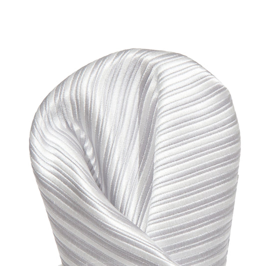 Silver/White Luxury Mini Striped Weave Pocket Square