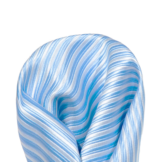 Sky/White Luxury Mini Striped Weave Pocket Square