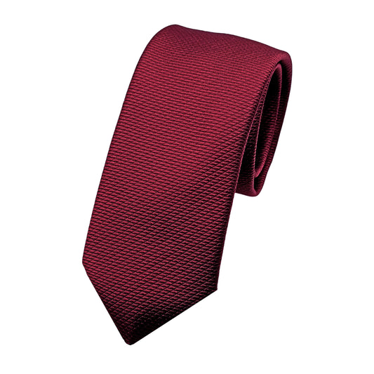 Burgundy Italian Mens Luxury Textured Weave Skinny Neck Tie