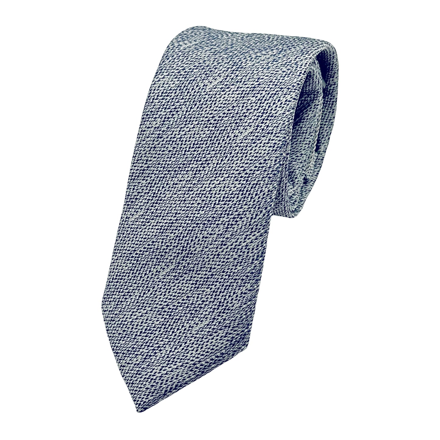 Silver/Blue Italian Mens Luxury Textured Weave Neck Tie