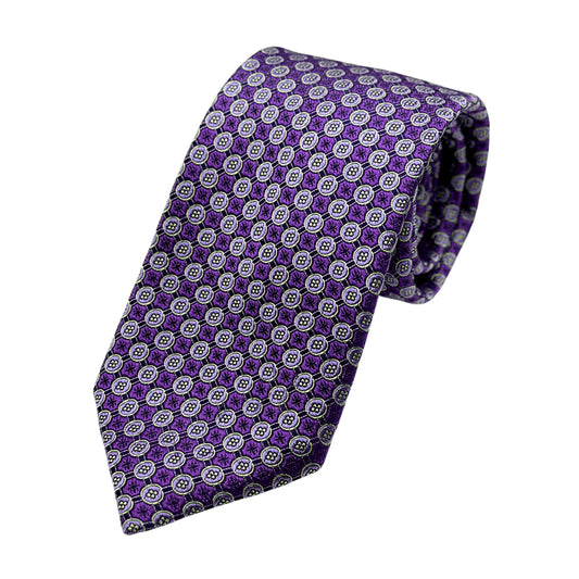 Purple Luxury Silk Neck Tie in Textured Spotted Design