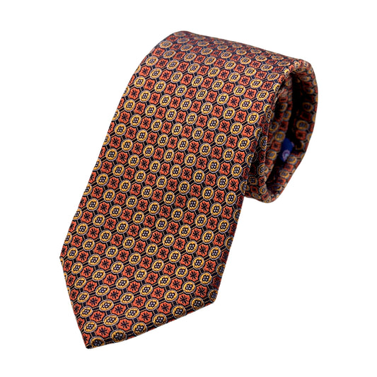 Orange Luxury Silk Neck Tie in Textured Spotted Design