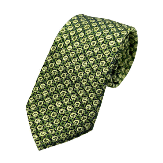 Green Luxury Silk Neck Tie in Textured Spotted Design
