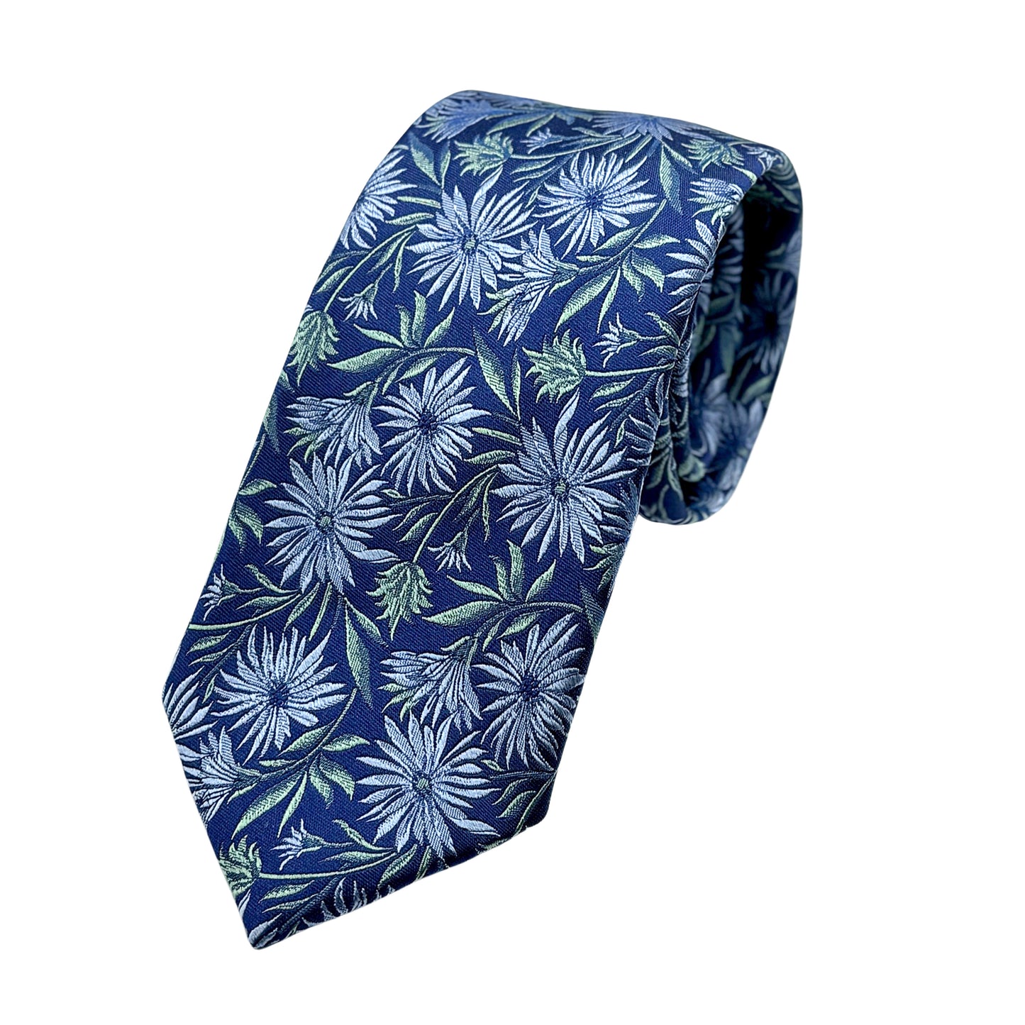 Royal Blue Luxury Silk Neck Tie in Floral Weave Design