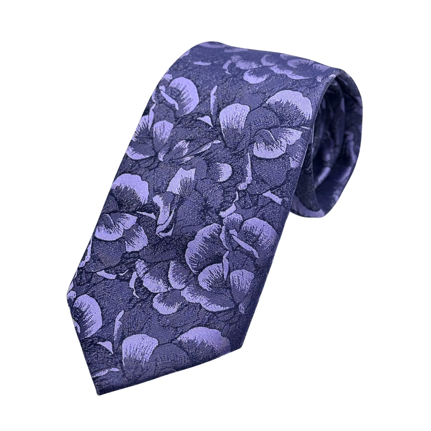 Purple Mens Luxury Silk Skinny Neck Tie in Satin Floral Weave Design