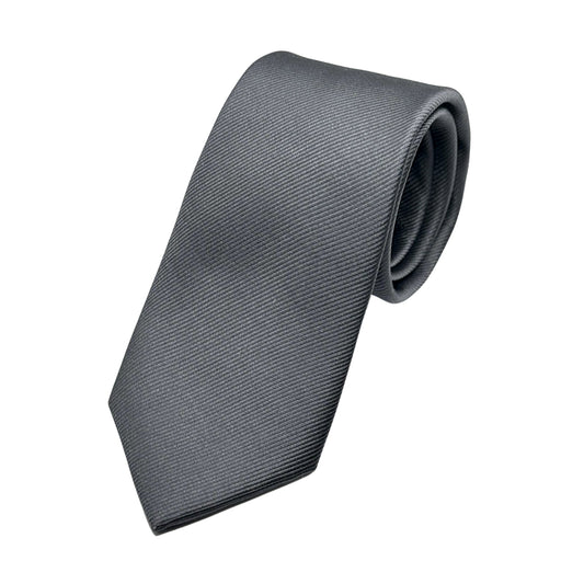 Charcoal Mens Luxury Silk Neck Tie in Diagonal Weave Design