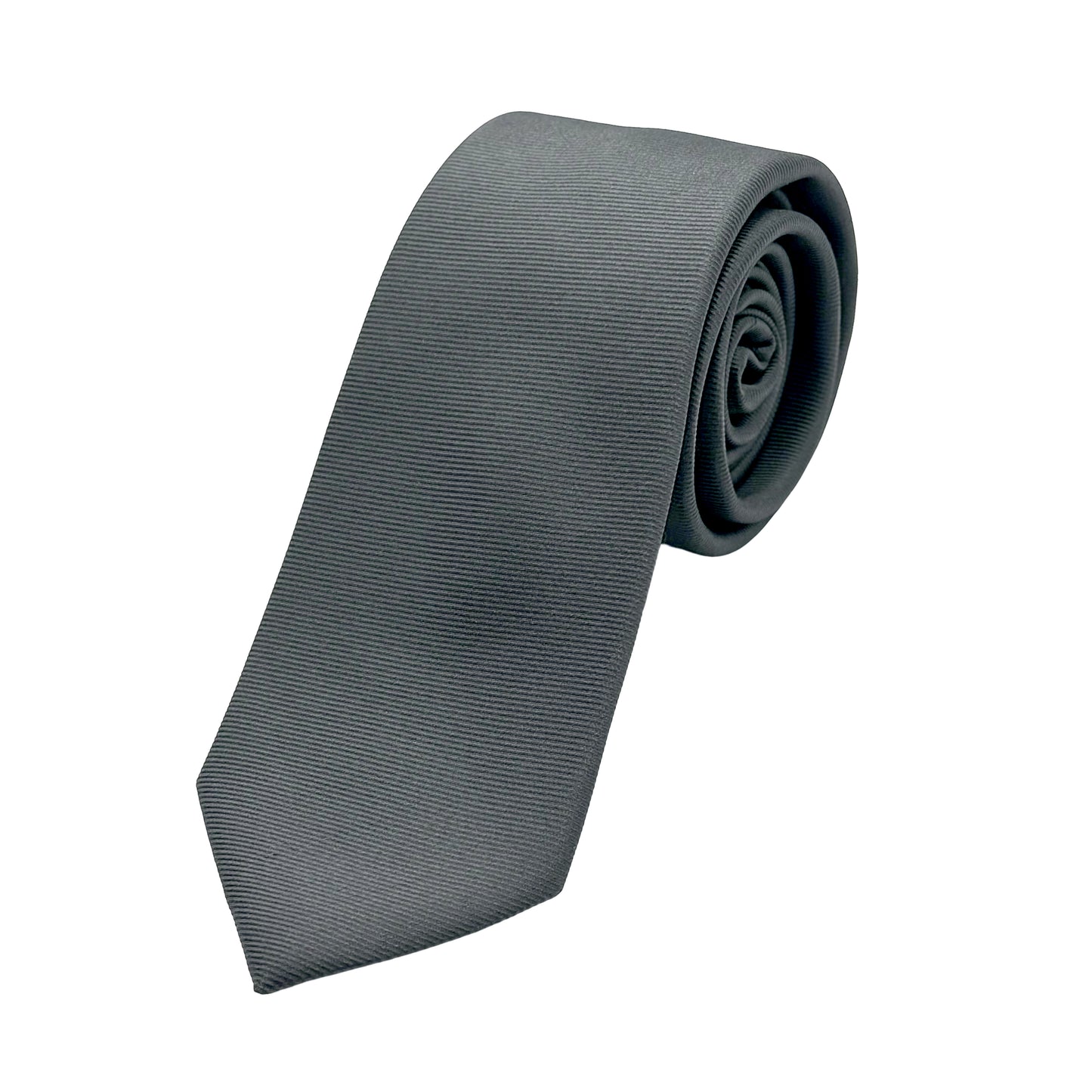 Charcoal Mens Luxury Silk Neck Tie in Horizontal Twill Weave Design