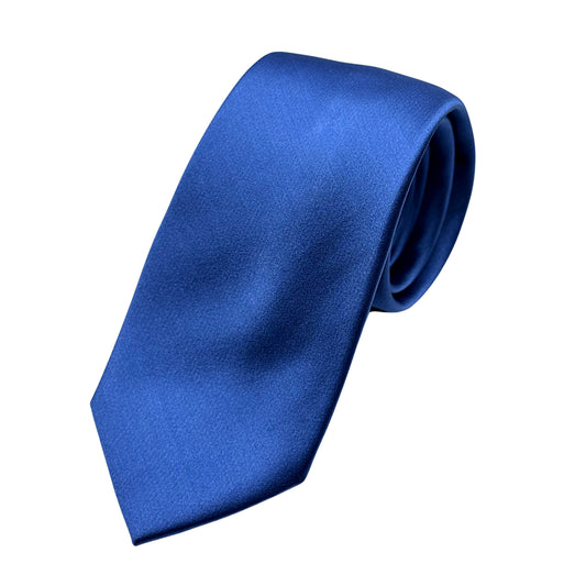 Royal Blue Mens Luxury Silk Neck Tie in Satin Weave Design