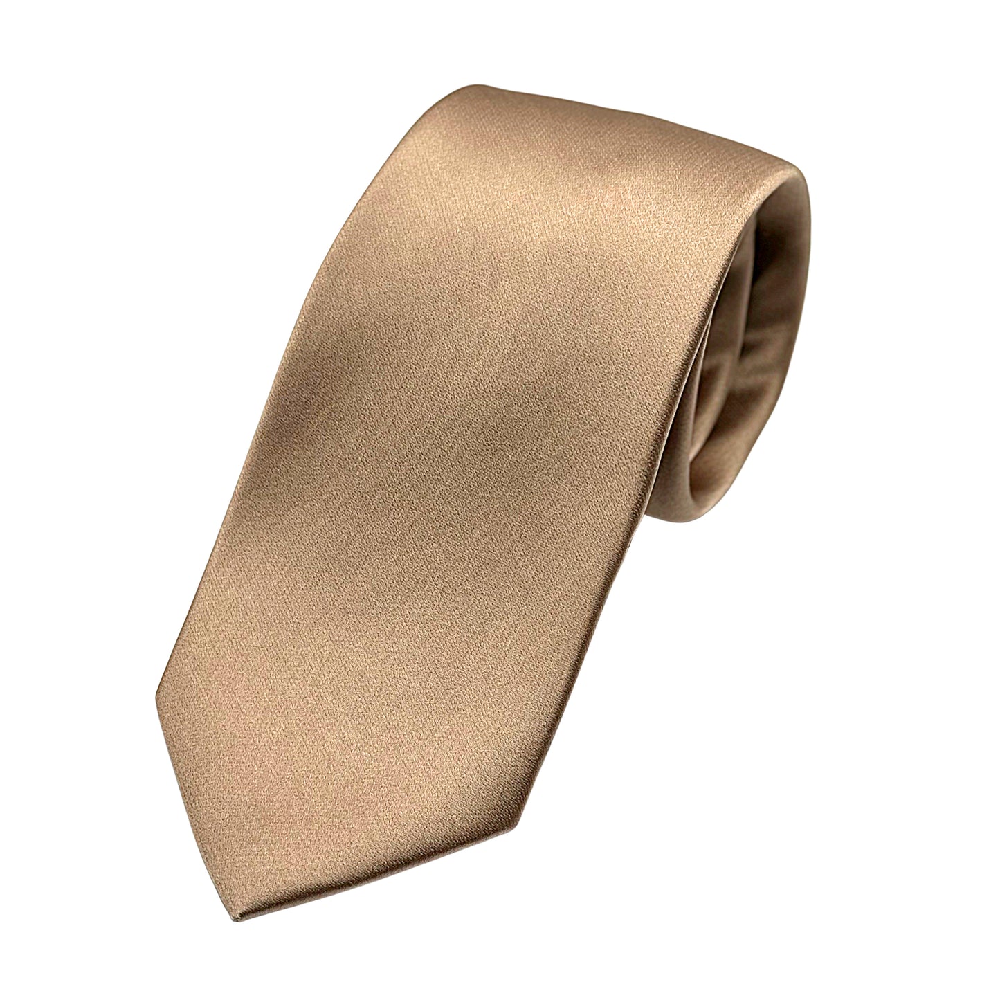 Tan Mens Luxury Silk Neck Tie in Satin Weave Design