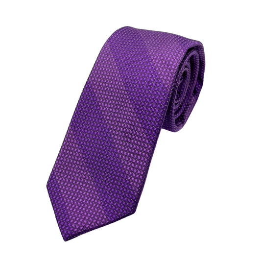 Purple Mens Luxury Silk Neck Tie in Textured Subtle Striped Weave Design