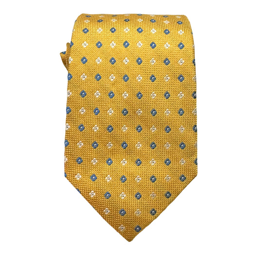 Gold Mens Luxury Silk Neck Tie Textured Geometric Weave