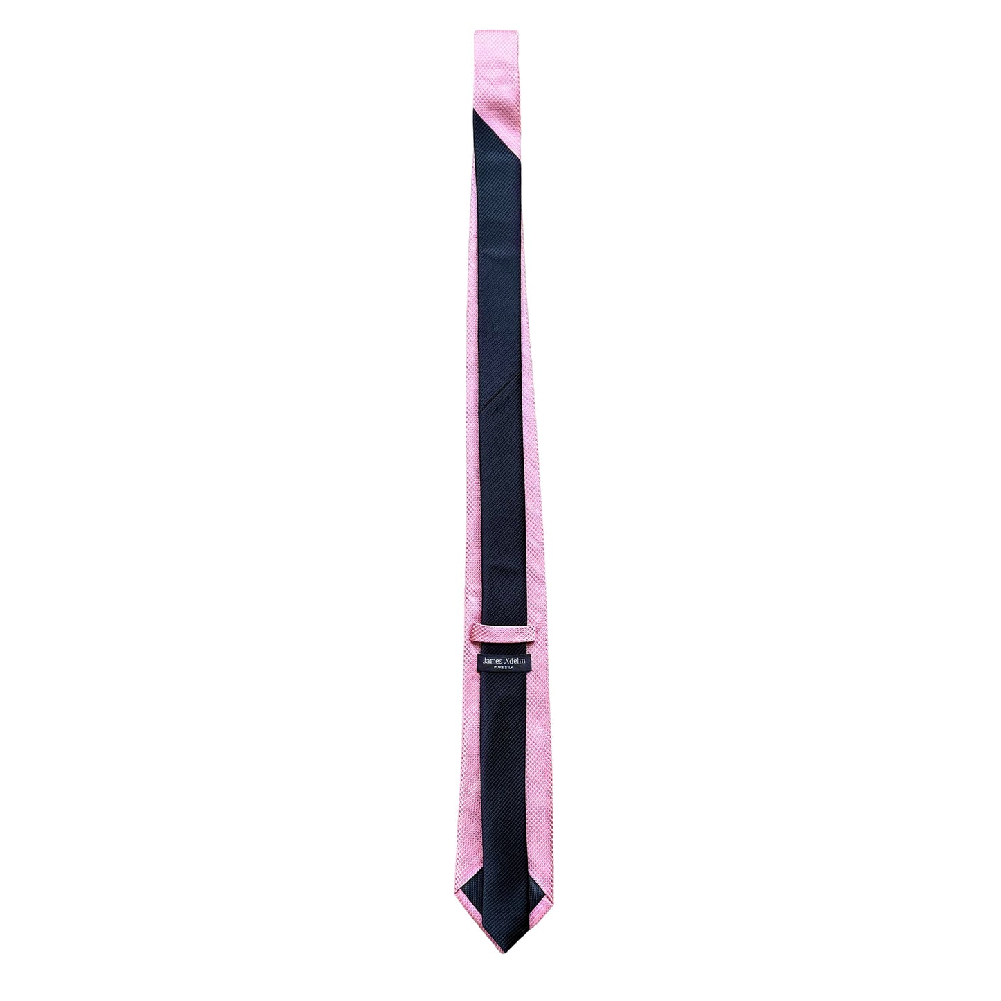 Pink/Navy Mens Luxury Silk Neck Ties in Two Piece Square Weave Design
