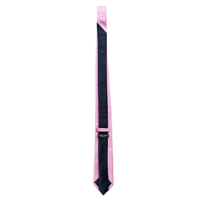 Pink/Navy Mens Luxury Silk Neck Ties in Two Piece Square Weave Design