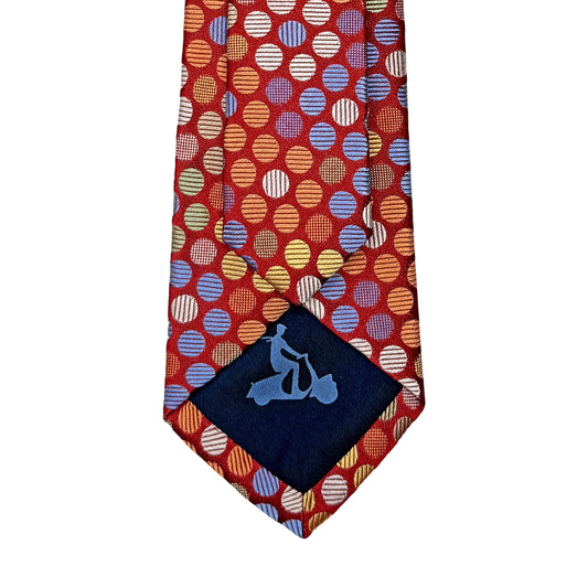 Red Mens Luxury Silk Neck Tie Muticoloured Polka Dot Weave Design in Red