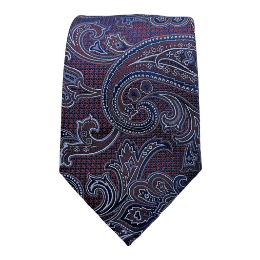 Wine Mens Luxury Silk Neck Tie Textured Paisley Weave Design