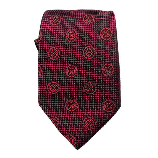 Navy/Burg Mens Luxury Silk Neck Tie Textured Geometric Weave Design