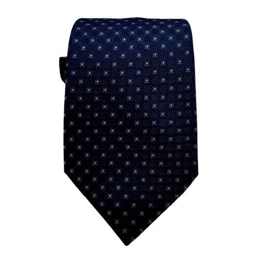 Navy Mens Luxury Silk Neck Tie Classic Subtle Geometric Weave Design