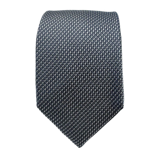 Grey Mens Luxury Silk Neck Tie Textured Weave Design