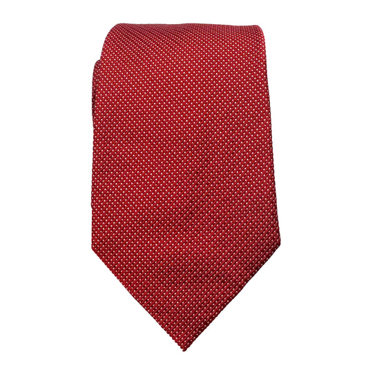 Red Mens Luxury Silk Neck Tie Textured Weave Design