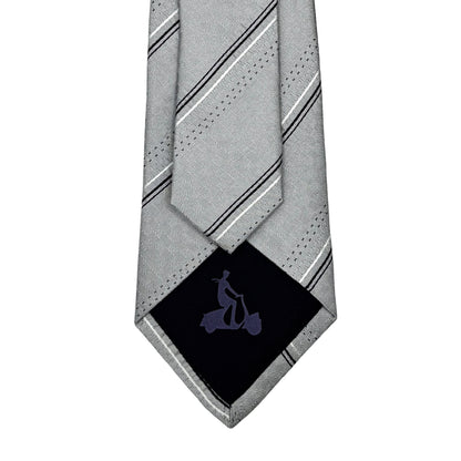 Silver Mens Luxury Silk Neck Tie Subtle Striped Weave Design
