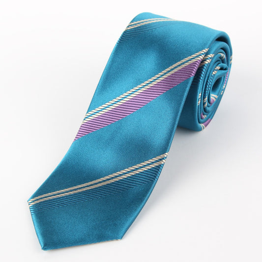 Aqua Mens Luxury Silk Neck Tie in Satin Striped Weave Design