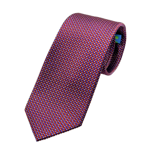 Red/Blue Mens Luxury Silk Neck Tie in Textured Weave Design
