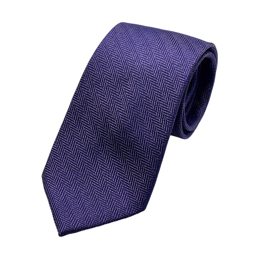 Purple Mens Luxury Silk Neck Tie in Herringbone Weave Design