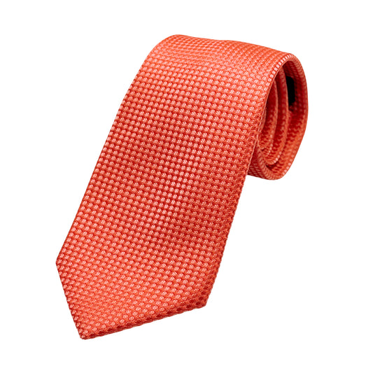 Coral Mens Luxury Silk Neck Tie in Subtle Textured Weave Design
