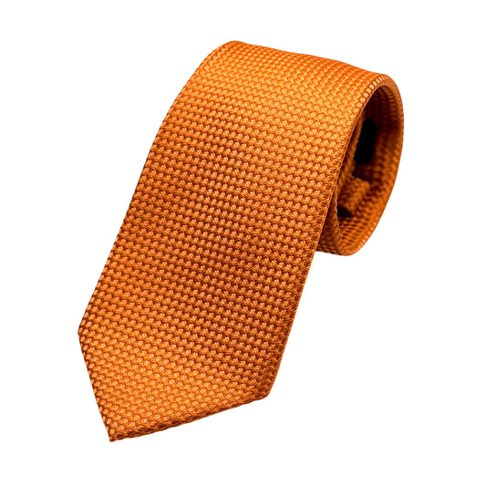 Orange Mens Luxury Silk Neck Tie in Subtle Textured Weave Design