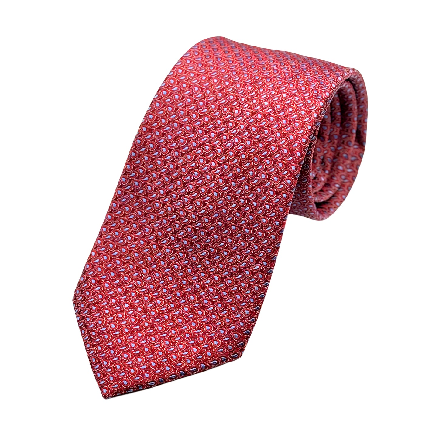 Magenta Mens Luxury Silk Neck Tie in Textured Paisley Weave Design