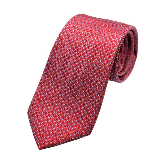 Magenta Mens Luxury Silk Neck Tie in Textured Paisley Weave Design