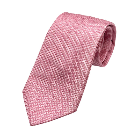 Pink Mens Luxury Silk Neck Tie in Subtle Textured Weave Design